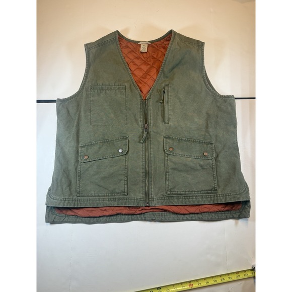 Duluth Trading Co Other - Duluth Trading Co Quilted Lined Work Vest Men's XXL Olive Green Full Zip Utility